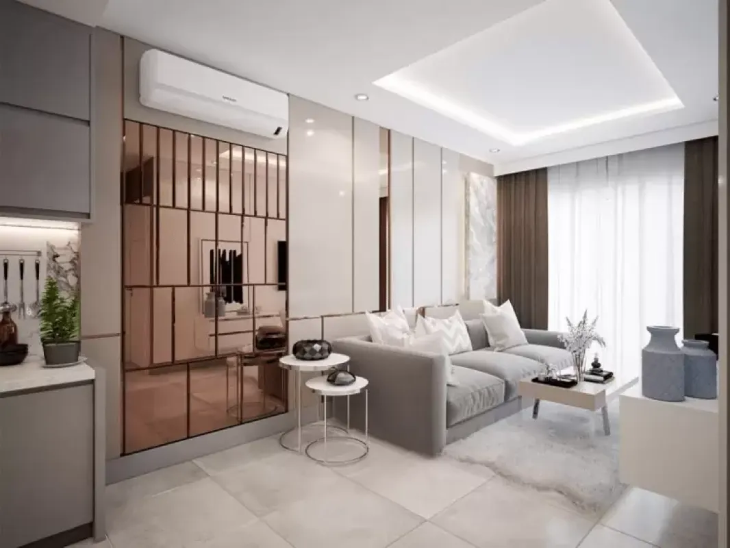 Mẫu phòng khách đẹp cho chung cư 1 phòng ngủ